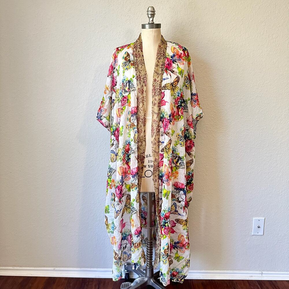 ARATTA SILENT JOURNEY Kimono Duster Floral Butterfly Metallic